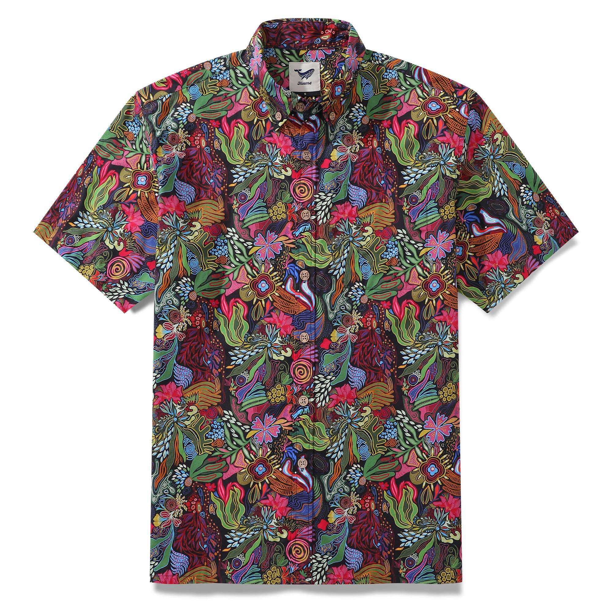 Yiume 1950s Hawaiian Shirt For Men Josephine George Plants Cotton Button-down Short Sleeve Floral Shirt Aloha Flourish By Josephine George