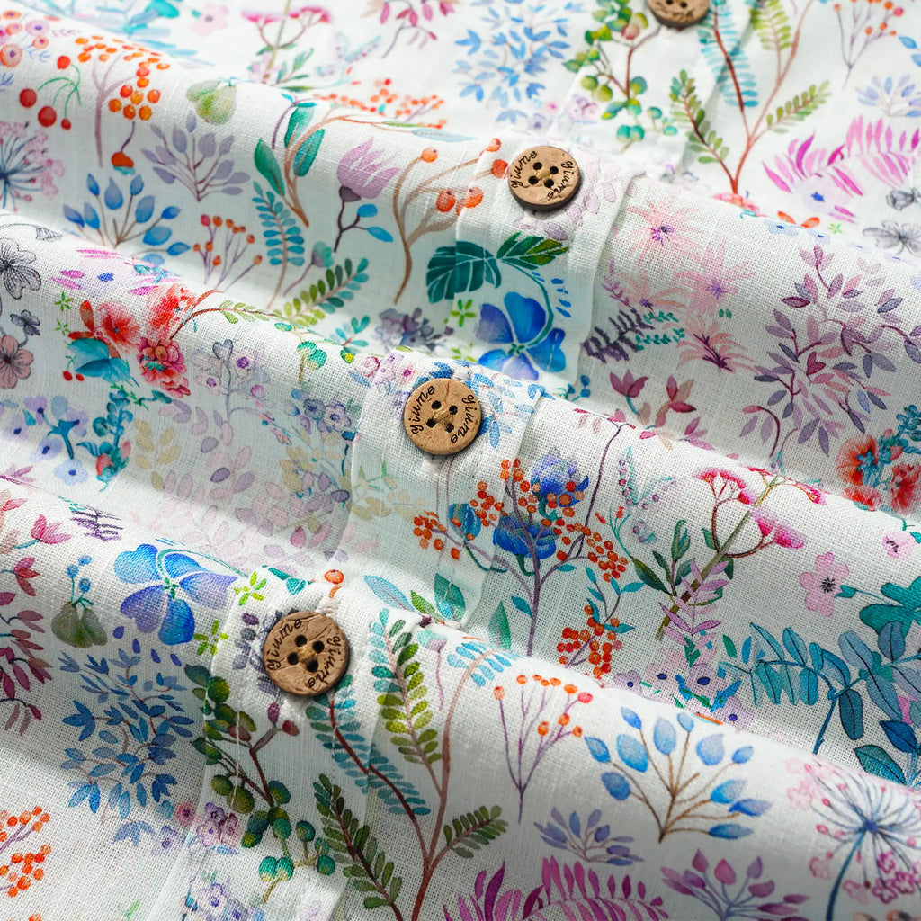 Men's Hawaiian Shirt Long Sleeve Button-down 100% Cotton Aloha Botanical Haven