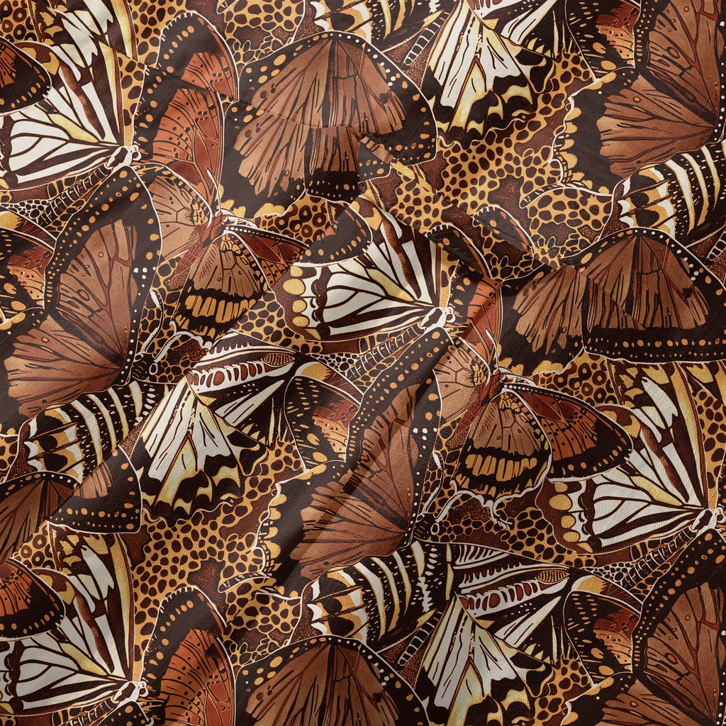 LeosWare® Men's Hawaiian Shirt Short Sleeve Button-up 100% Cotton Brown Aloha Butterfly Haven