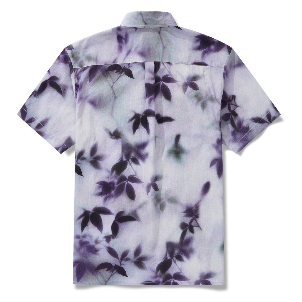 Men's Cotton Hawaiian Shirt Short Sleeve Button-down Purple Aloha Shirt Mist-Kissed Leaves