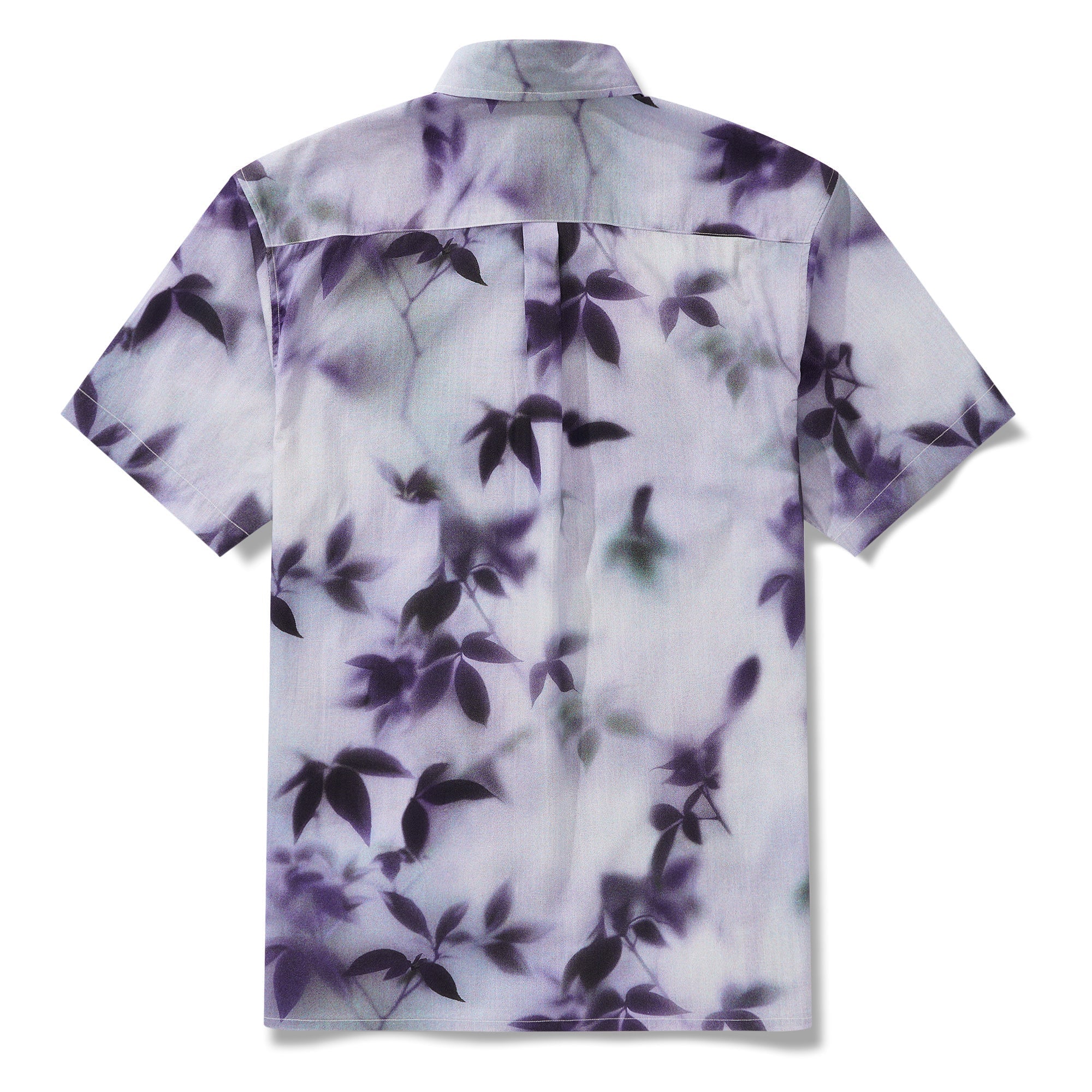 Men's Cotton Hawaiian Shirt Short Sleeve Button-down Purple Aloha Shirt Mist-Kissed Leaves