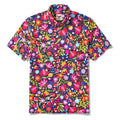 Men's Hawaiian Shirt Short Sleeve Button-down 100% Cotton Red Aloha Midnight Garden By Ali Brookes