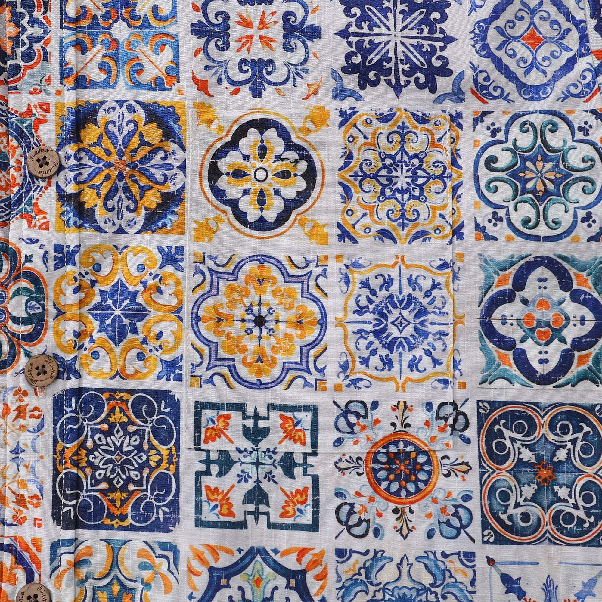 Sicilian Shirt Summer Hawaiian Shirt For Men Colorful Button-down Short Sleeve 100% Cotton Vintage Shirt Mediterranean Passion