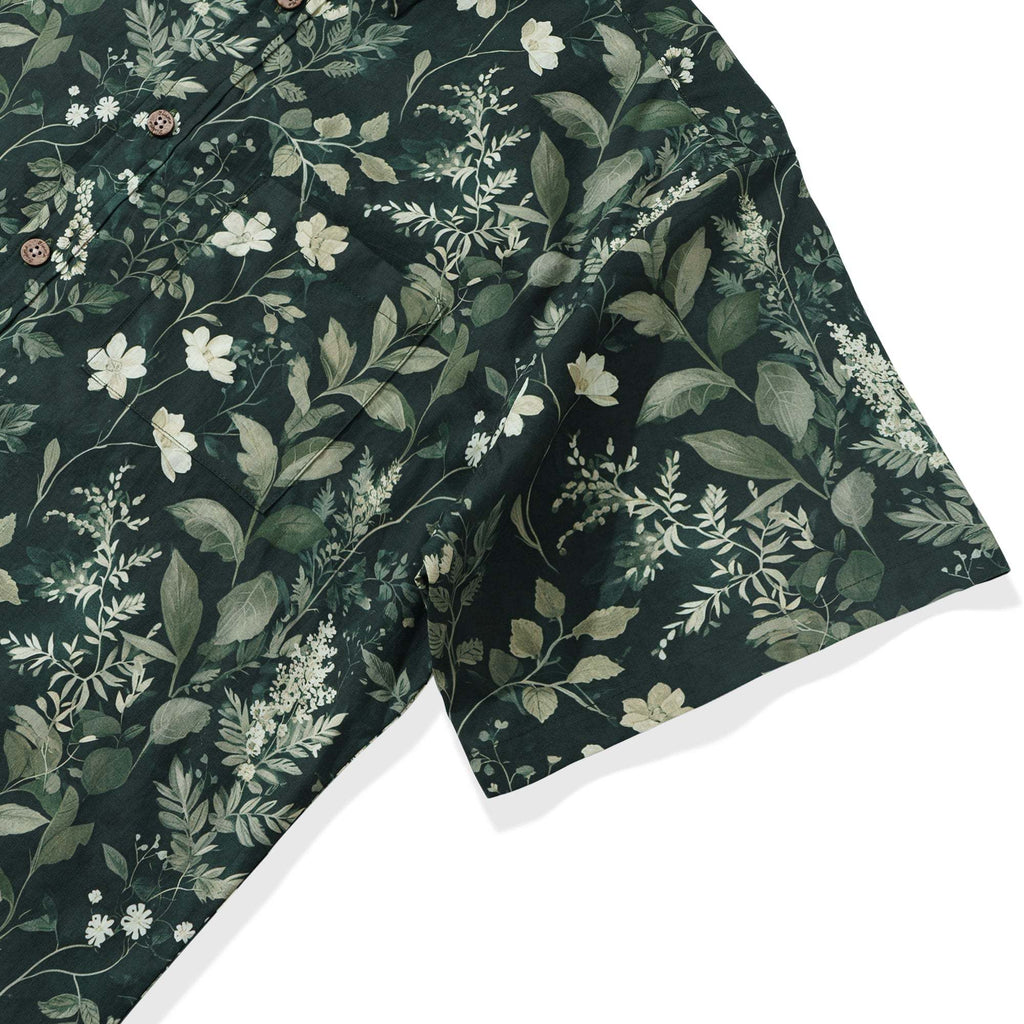 1950s Green Hawaiian Shirt For Men 100% Cotton Button-down Short Sleeve Tropical Shirt