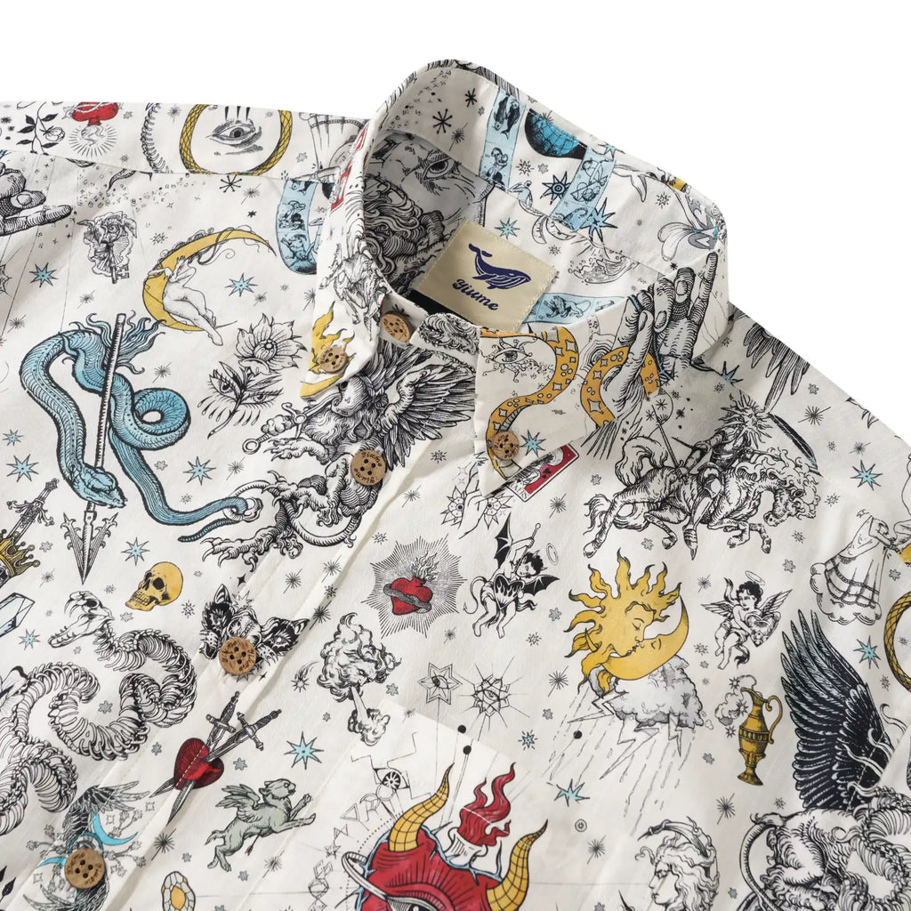 Valentine's Day Gift Men's Hawaiian Shirt Short Sleeve Button-down 100% Cotton White Aloha The Gentle Embrace Of Paradise Unburned