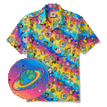 Men's Hawaiian Shirt Short Sleeve Camp Collar 100% Cotton Aloha Rainbow Pride Delight