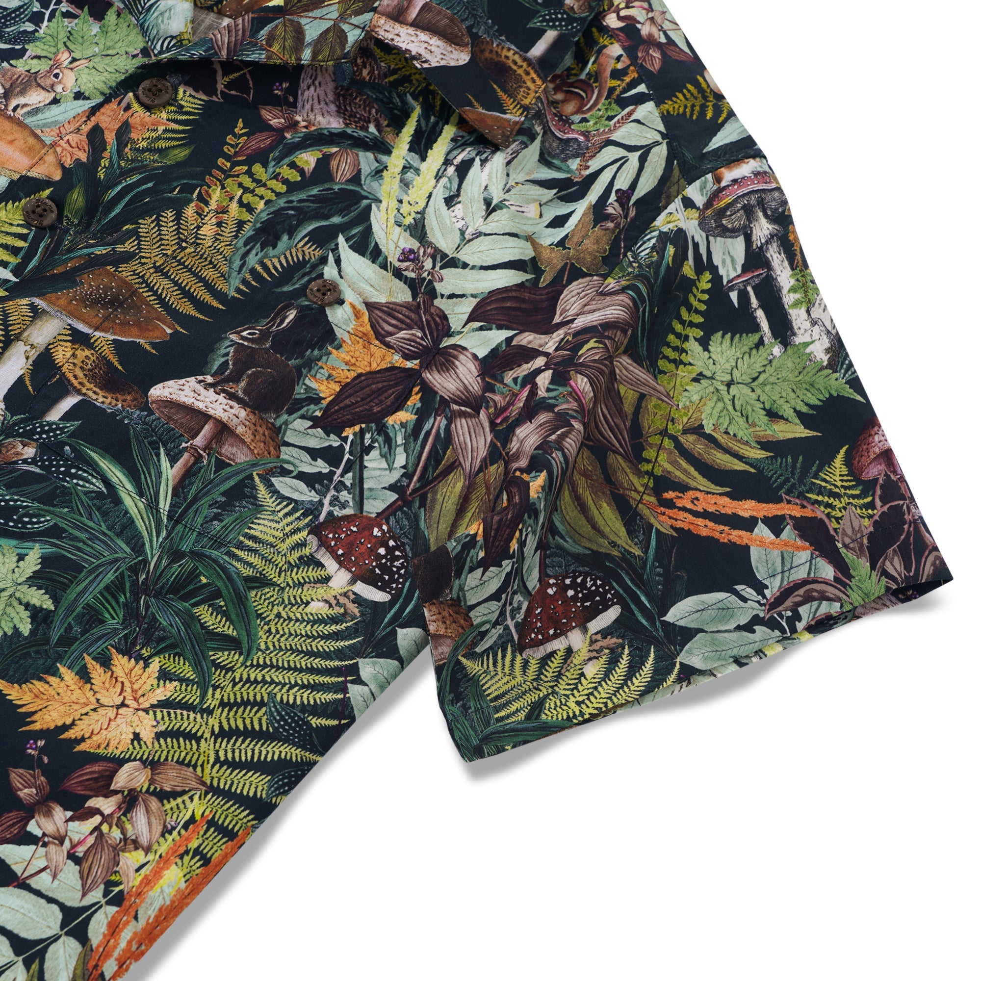 Men's Hawaiian Shirt Short Sleeve Camp Collar 100% Cotton Green Aloha Emerald Grove