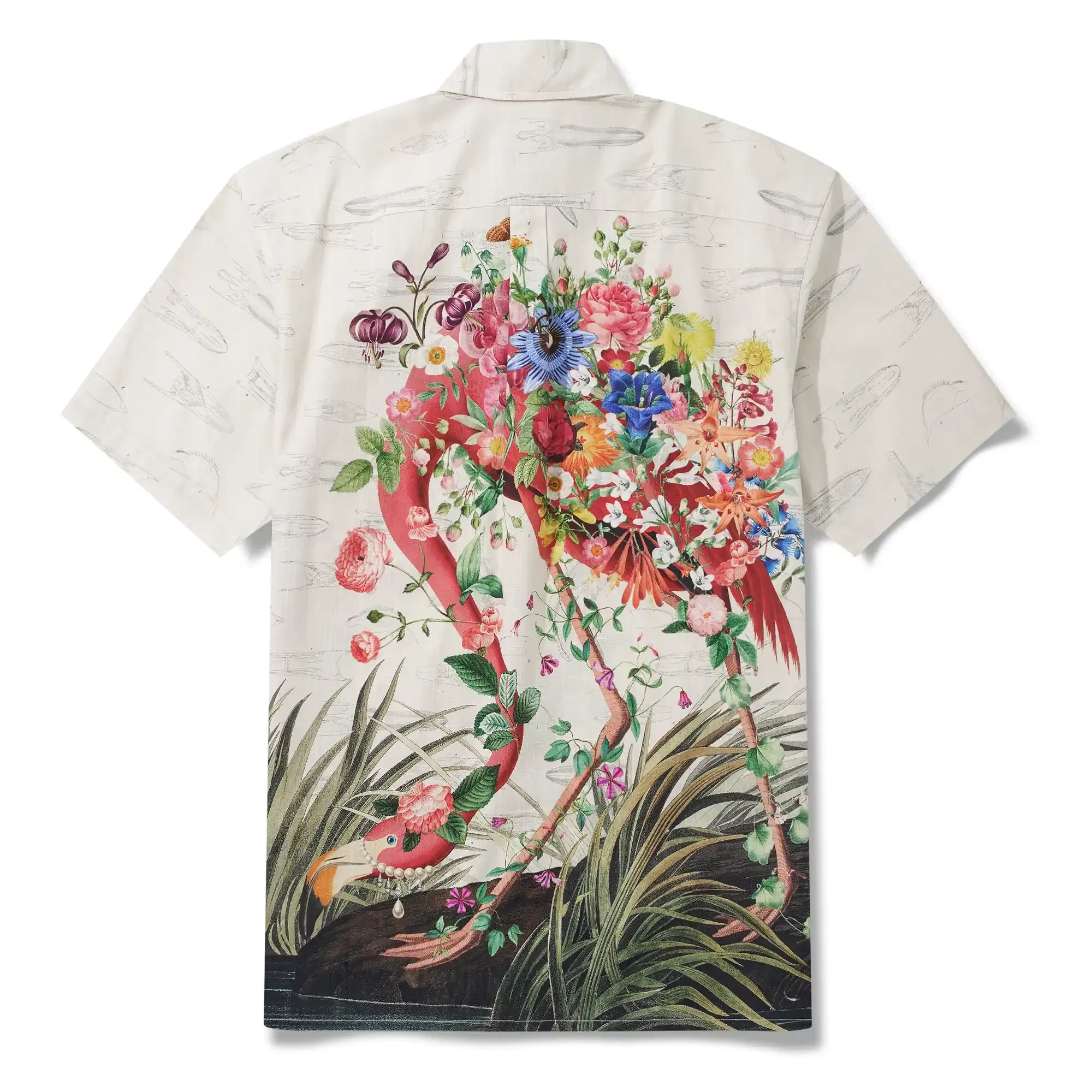Men's Hawaiian Shirt Short Sleeve Button-down 100% Cotton Flower Floral Aloha Flamboyant Flamingo Blooms