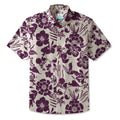 LeosWare® Men's Hawaiian Shirt Short Sleeve Button-up 100% Cotton Red Aloha Floral Silhouette