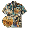 Men's Hawaiian Shirt Short Sleeve Button-down 100% Cotton Blue Aloha Hyperreal Dreamscapes Art