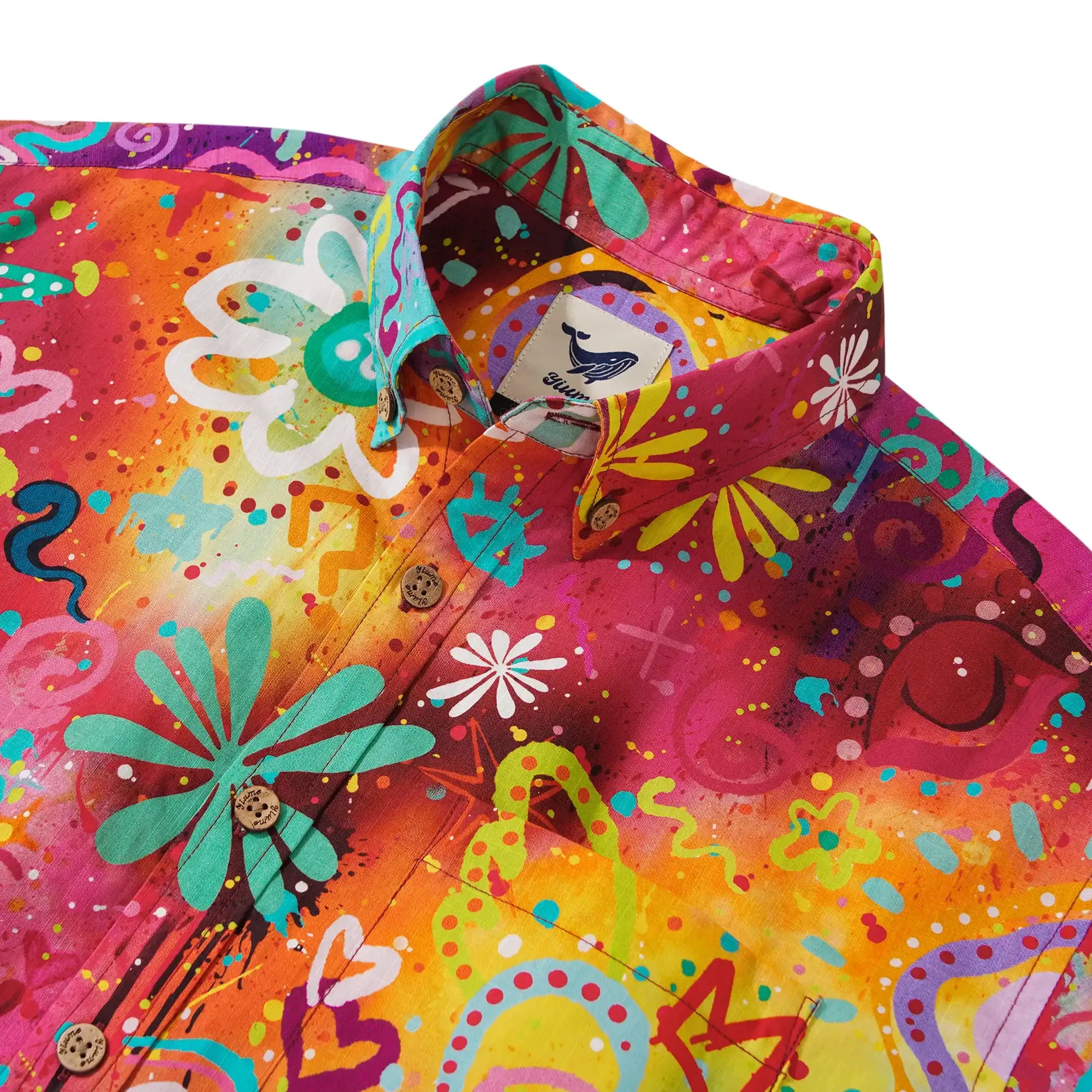 Men's Hawaiian Shirt Short Sleeve Button-down 100% Cotton Colorful Aloha Pop Art Reverie