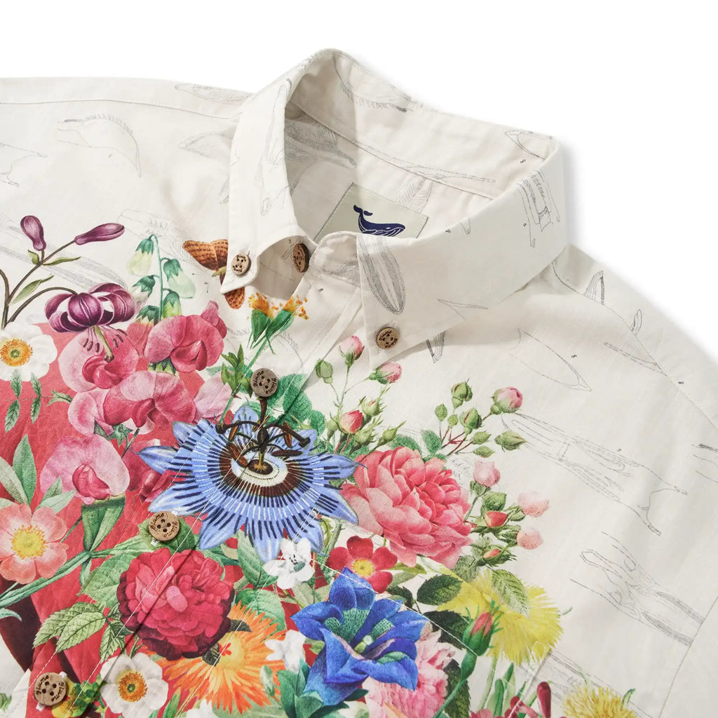 Men's Hawaiian Shirt Short Sleeve Button-down 100% Cotton Flower Floral Aloha Flamboyant Flamingo Blooms