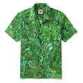 St. Patrick's Day Gift Men's Hawaiian Shirt Short Sleeve Camp Collar 100% Cotton Green Aloha Green Glass Lucky Four-leaf Clover