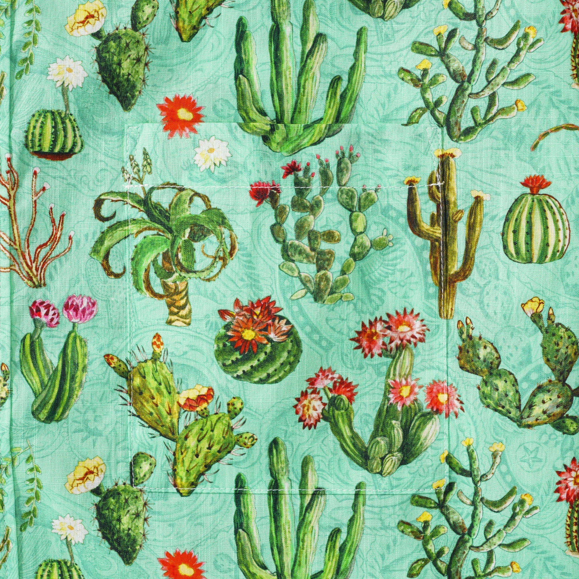 Cactus Shirt For Men Green Hawaiian Shirt Short Sleeve Button-down Western Cowboy Shirt