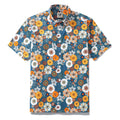1960s Floral Hawaiian Shirt For Men Colorful Short Sleeve Button-down 100% Cotton Blue Shirt Aloha 60's Floral By Samantha O' Malley