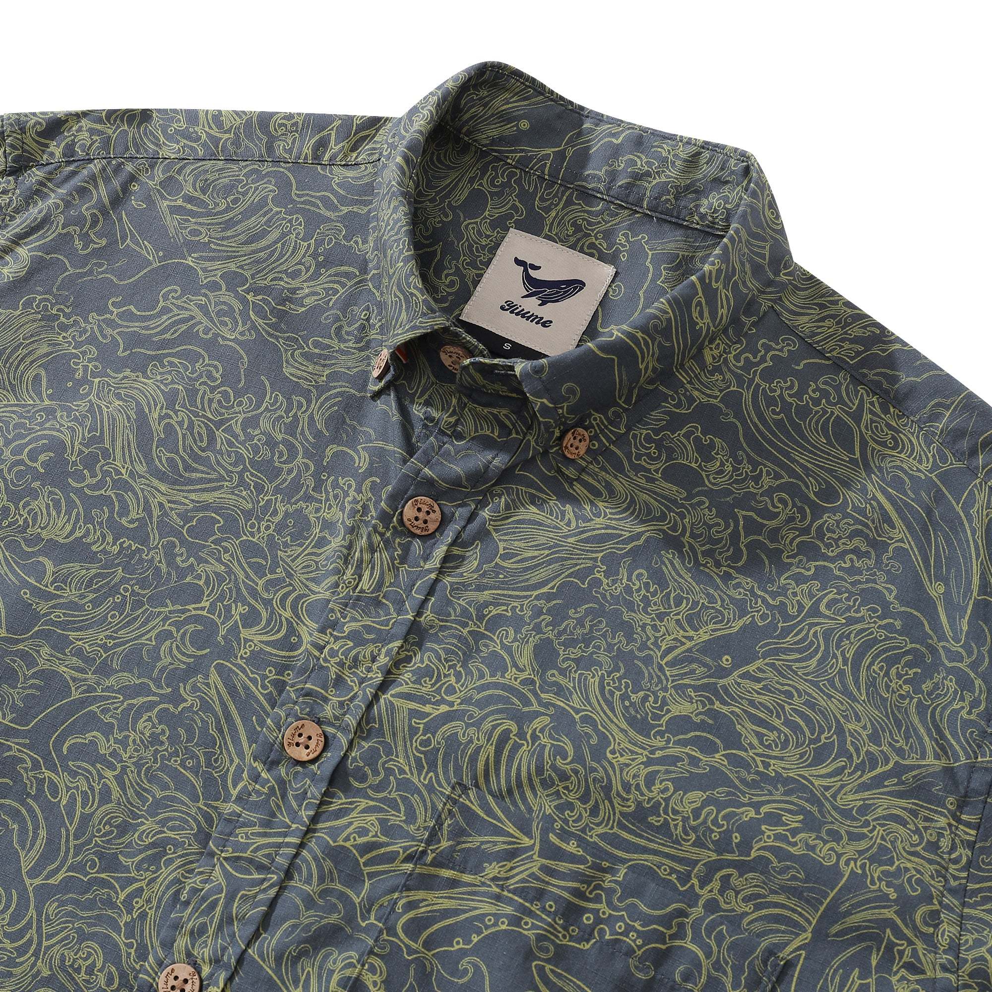 Men's Hawaiian Shirt Dance of the Sea Cotton Button-down Long Sleeve Aloha Shirt