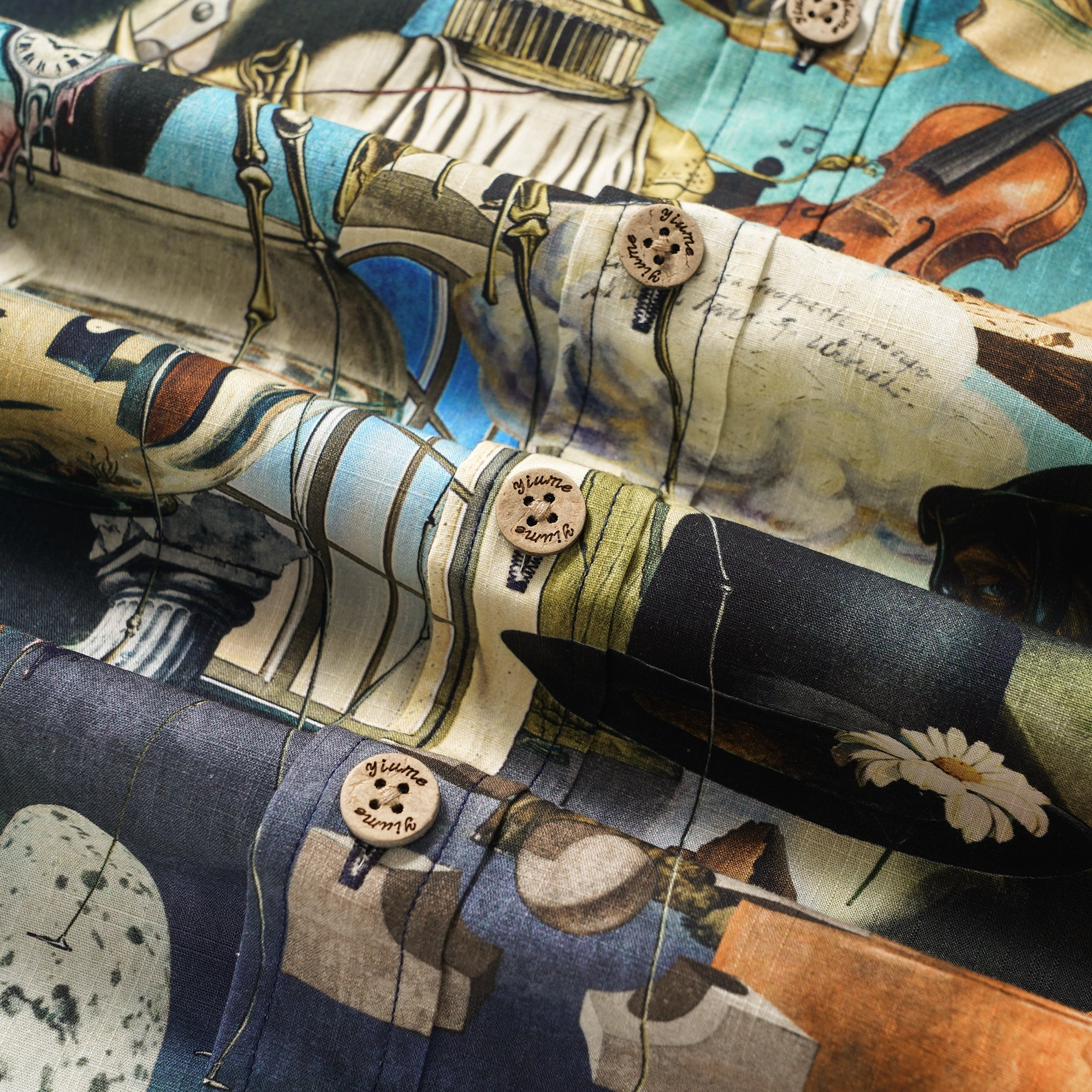 Men's Hawaiian Shirt Short Sleeve Button-down 100% Cotton Blue Aloha Hyperreal Dreamscapes Art
