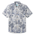 LeosWare® Men's Hawaiian Shirt Short Sleeve Button-up 100% Cotton Beige Aloha Vintage Hand-drawn Exotic Landscapes