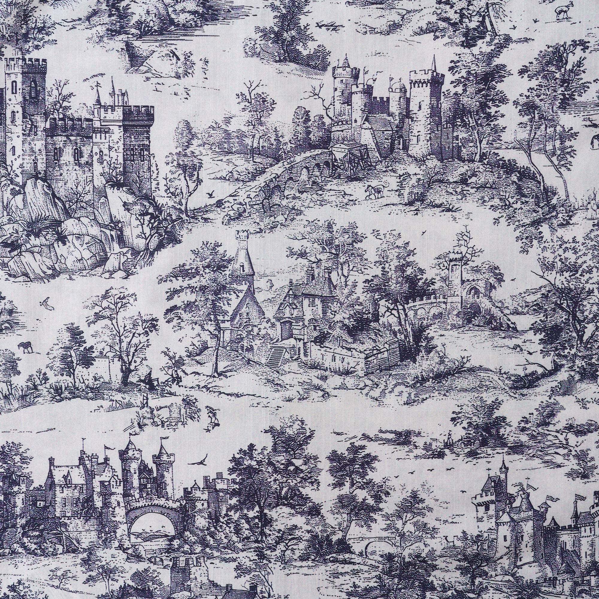 Men's Toile de Jouy Toile Shirt Landscape Hawaiian Shirt Resort Wear Shirt Short Sleeve Button-down White Aloha Shirt
