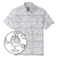 Men's Hawaiian Shirt Short Sleeve Button-down 100% Cotton White Aloha Gentle Buzz