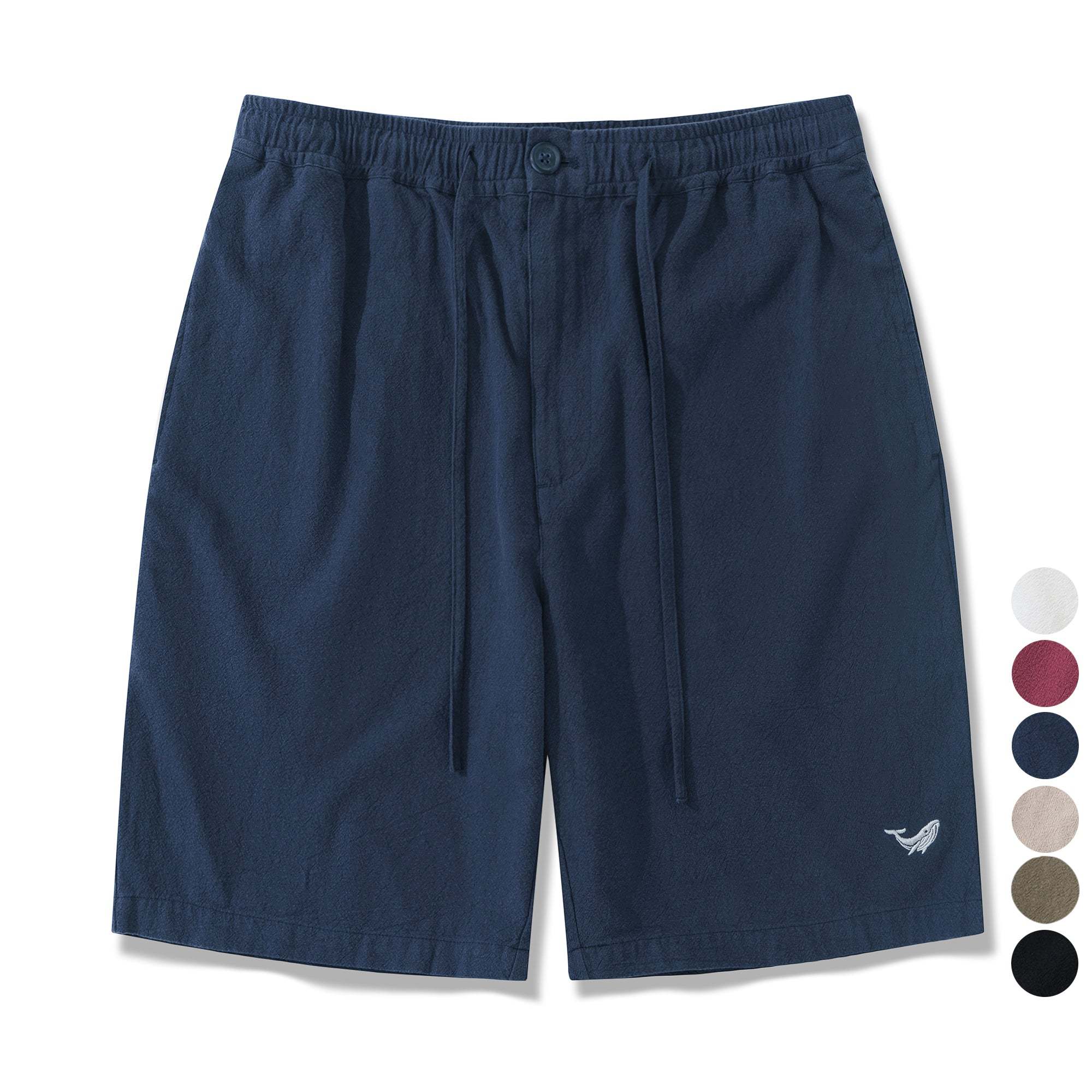Linen Shorts For Men Mid-Rise Straight Bermuda 8-10 Inch 5-Pocket Shorts