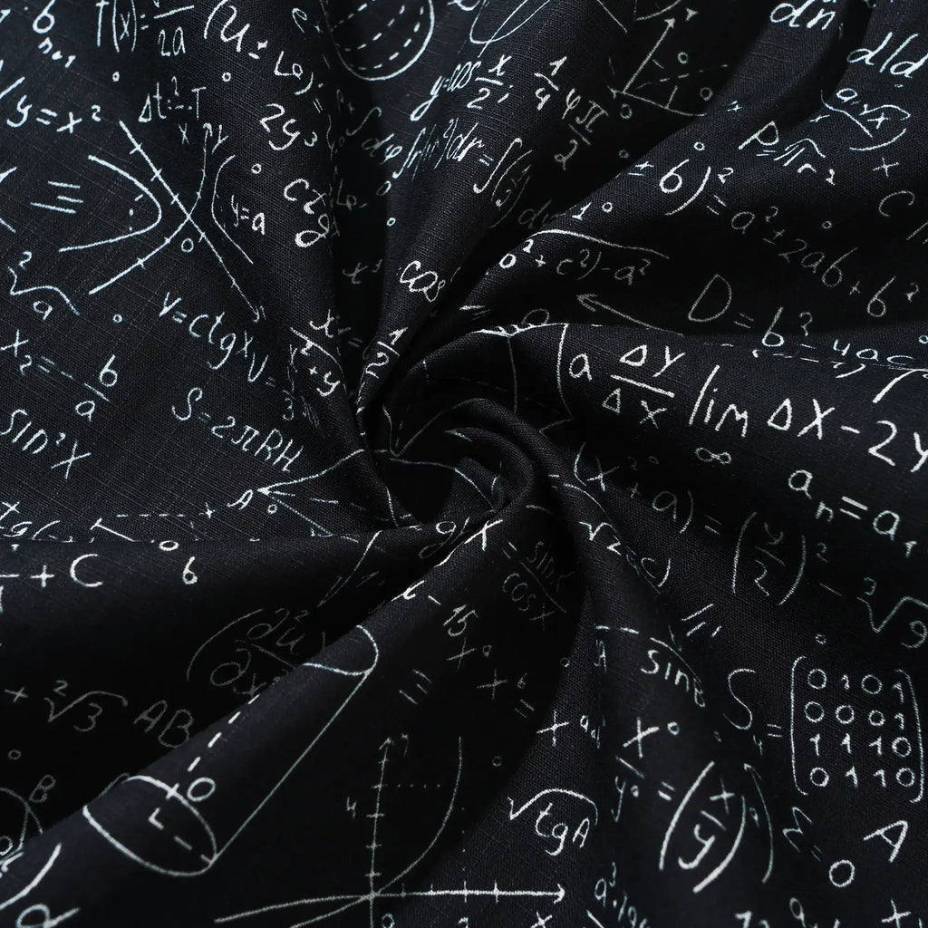 Geek Chic Men's Hawaiian Shirt Short Sleeve Button-down 100% Cotton Black Aloha The Problem Solver Math Formula Physics Equation Science Chalkboard