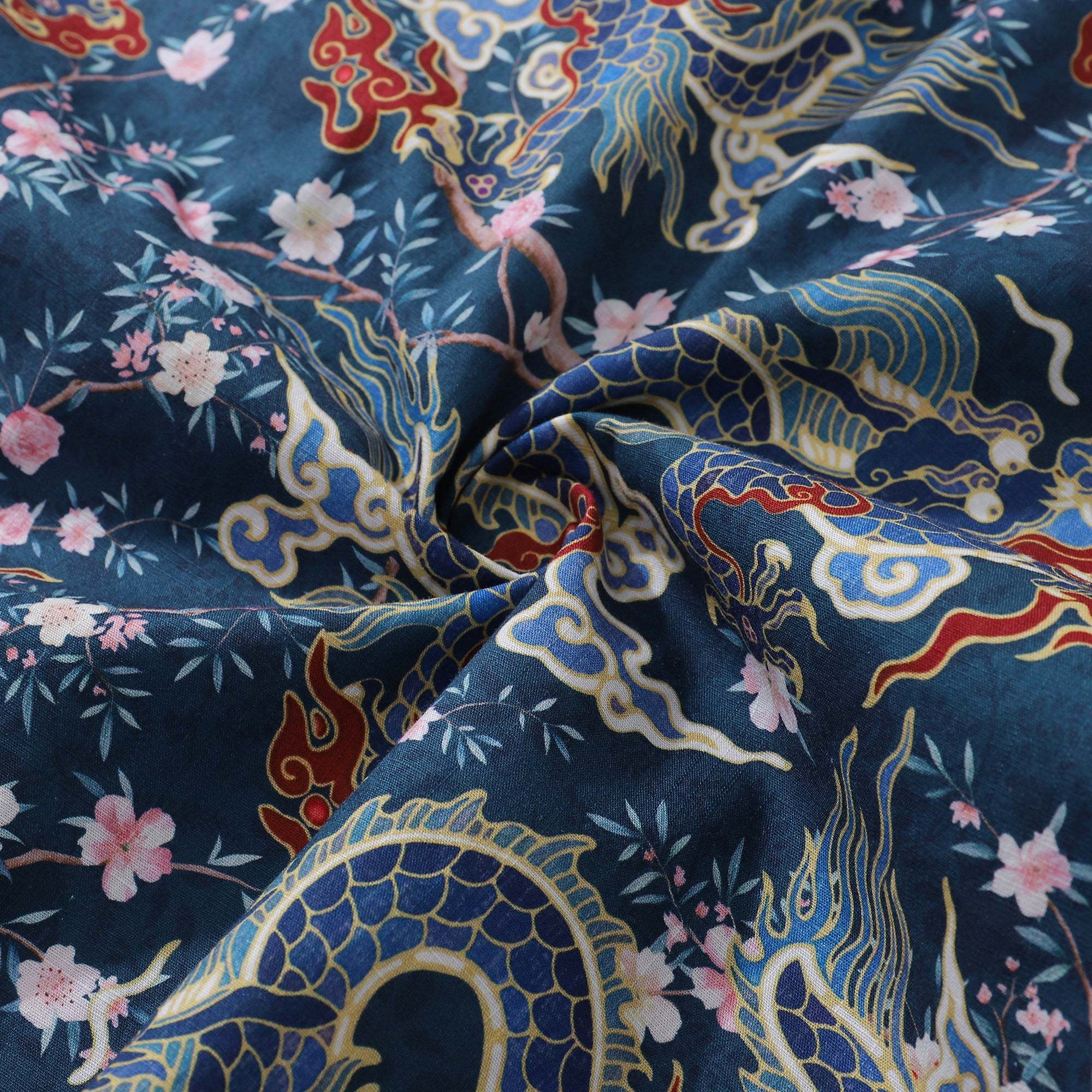 Hawaiian Shirt For Men Dragon Shirt Floral Rhythm Print Shirt Camp Collar 100% Cotton Dragon's Floral Rhythm