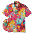 Men's Hawaiian Shirt Short Sleeve Button-down 100% Cotton Colorful Aloha Pop Art Reverie