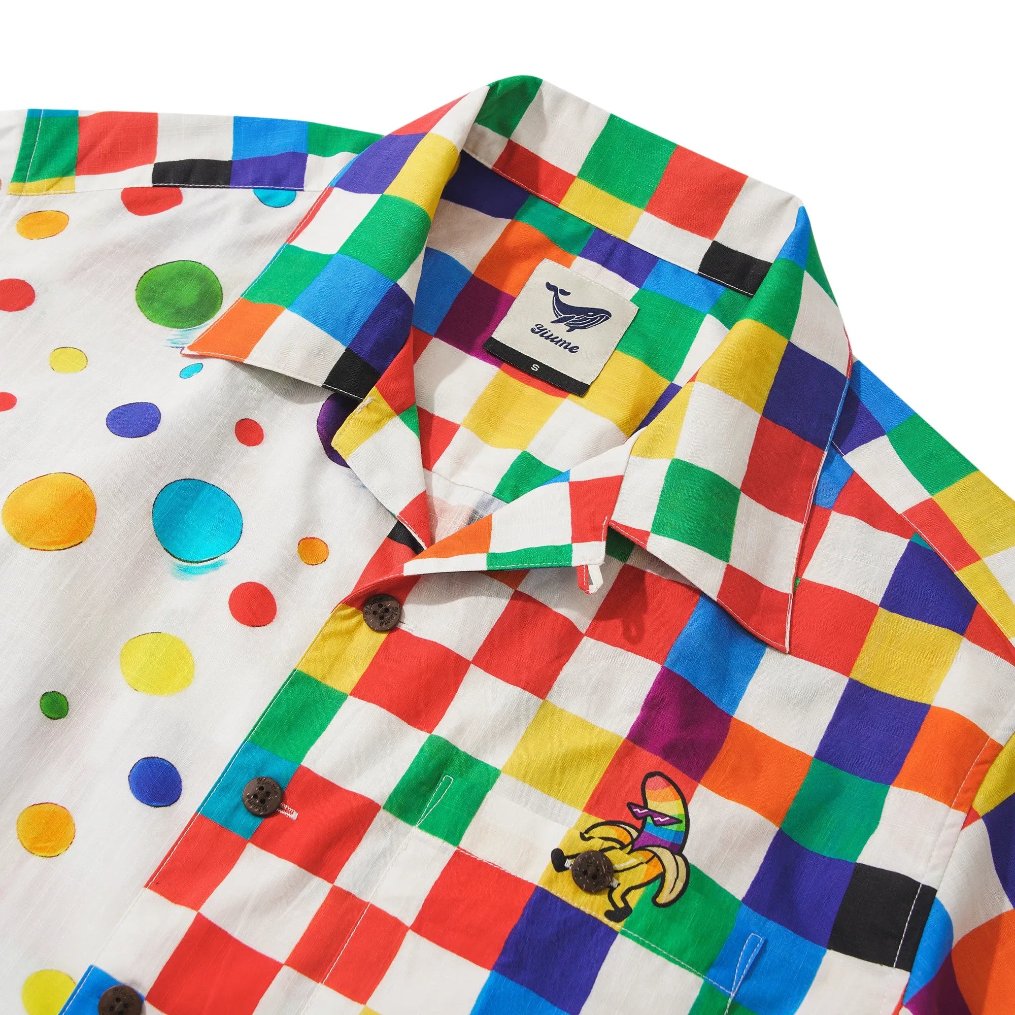 Men's Hawaiian Shirt Short Sleeve Camp Collar 100% Cotton Red Aloha Colorful Checkerboard Polka Dot Design For Fun