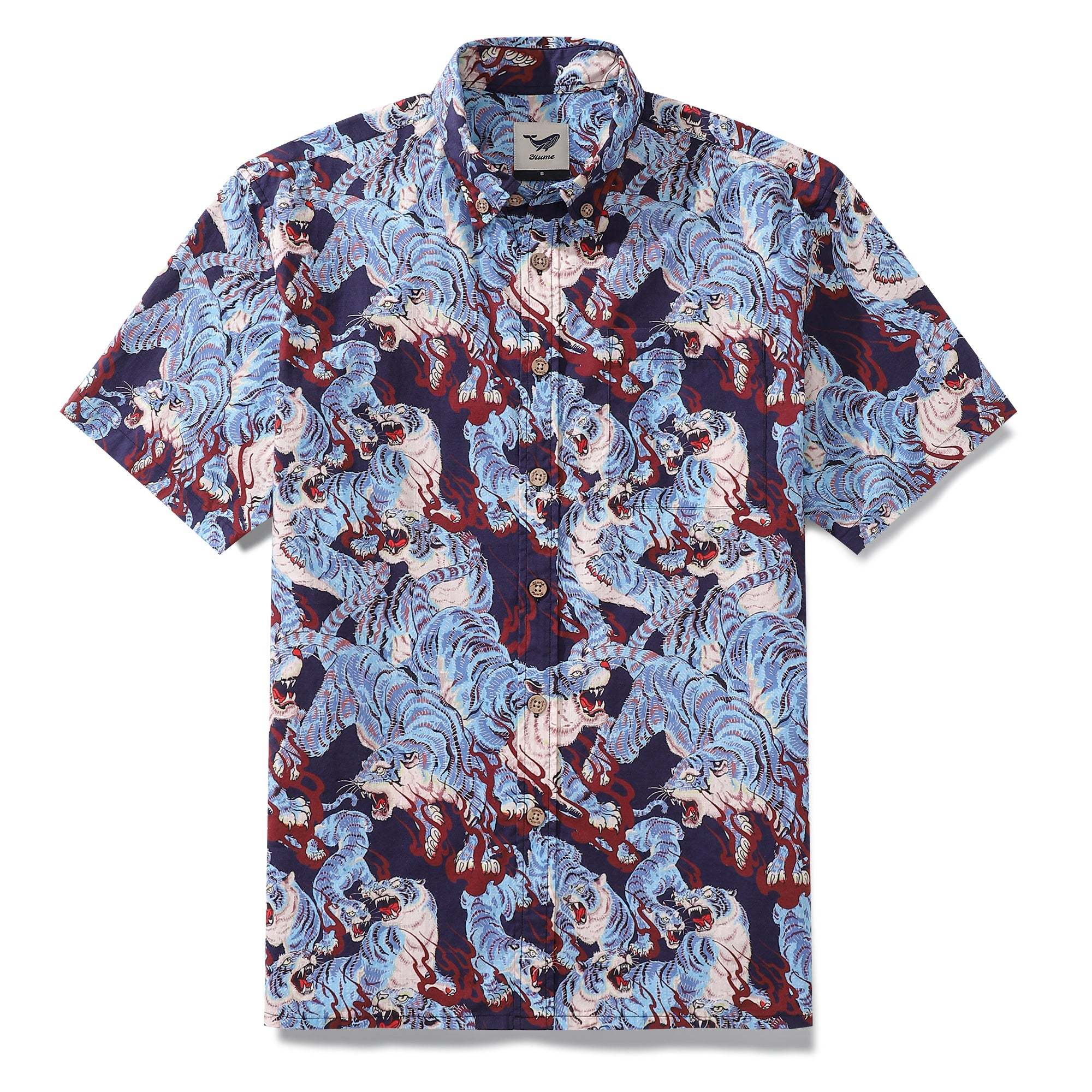 Men's Hawaiian Shirt The Staredown Print Cotton Button-down Short Sleeve Aloha Shirt