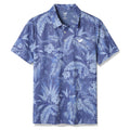 Men's Hawaiian Tropical Blue Bush Print Short Sleeve Polo Shirt Tropical Blue Bush Polo