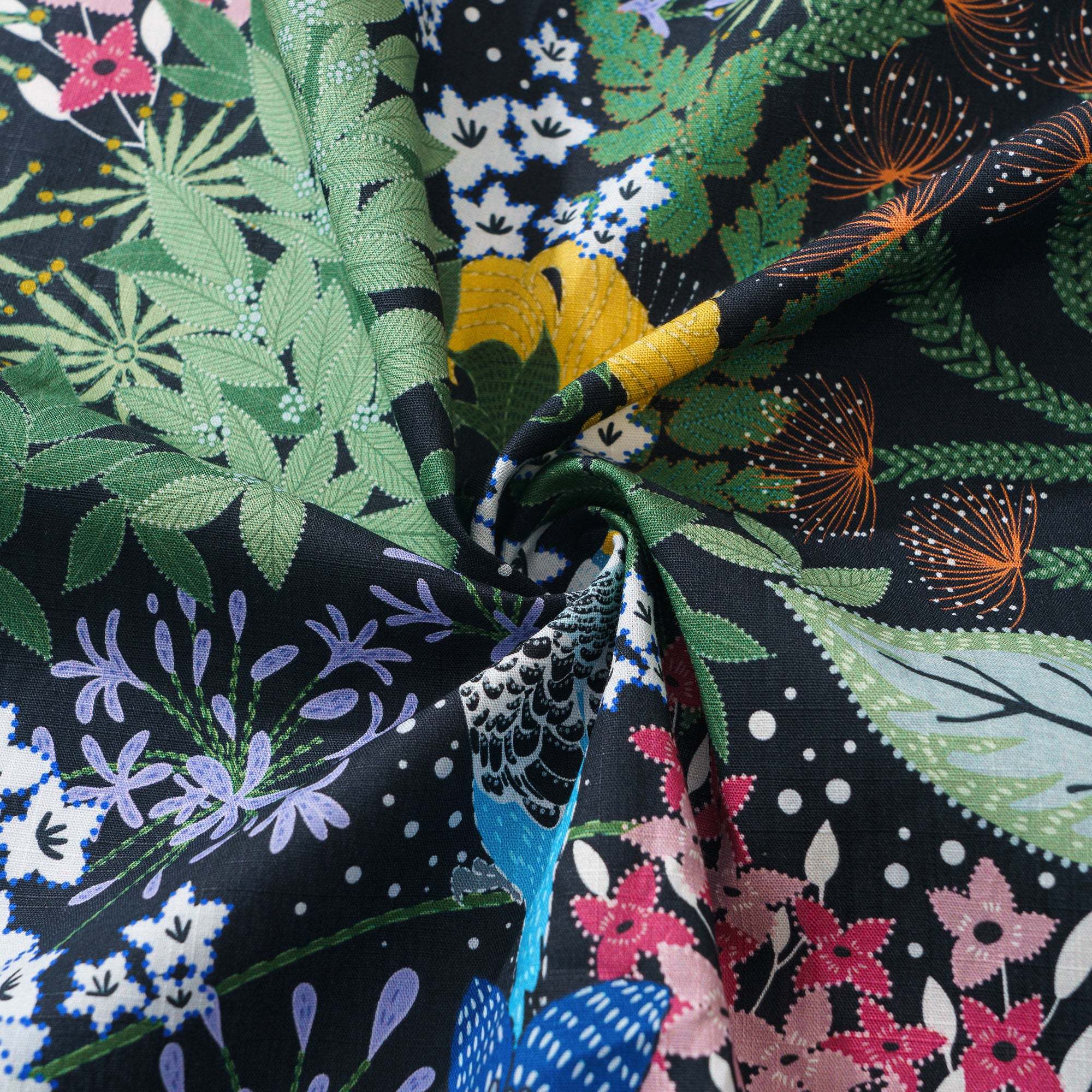 Yiume Tropical Hawaiian Shirt For Men 100% Cotton Short Sleeve Green Camp Collar Parrot Aloha Shirt Parrot's Garden