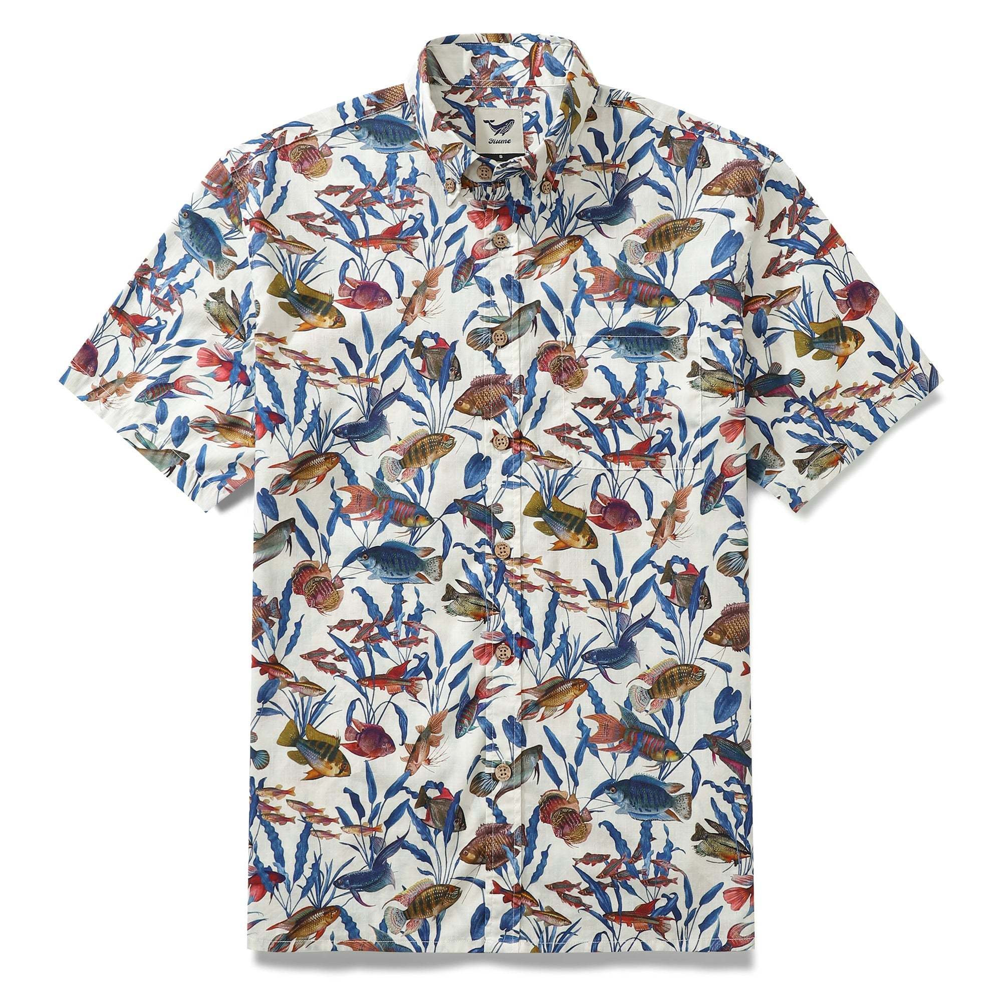 Men's Fish Shirt Button Down Tropical Hawaiian Shirts For Men Short Sleeve Aloha Shirt Nature Collector